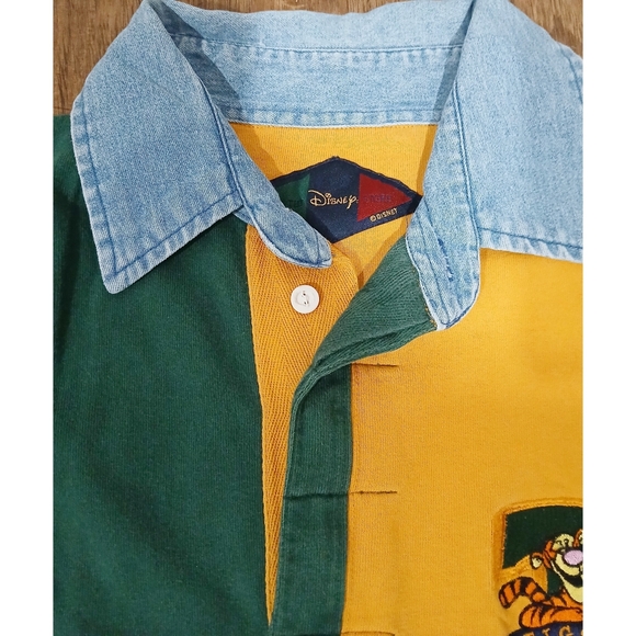 Vintage DISNEY STORE Tigger Colorblock Collared Shirt L - Picture 3 of 4